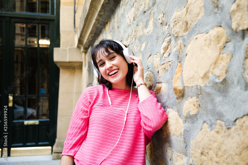 Happy girl with headphones