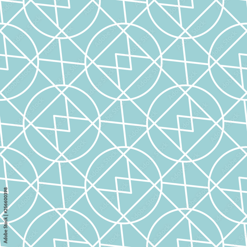 Seamless pattern. White geometric ornament on blue background Seamless pattern. White geometric ornament on blue background