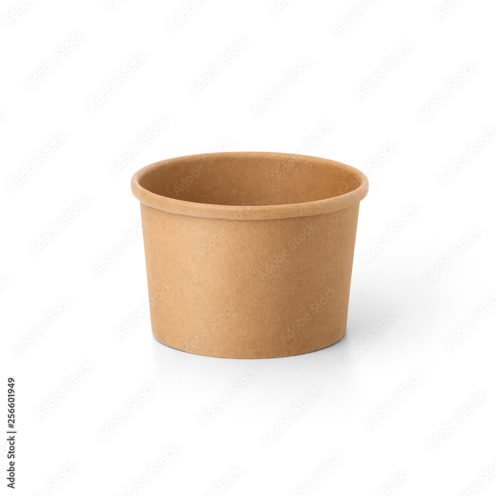 Brown craft opened Paper cup isolated on white background. Packaging ...