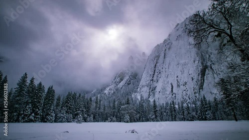 Time Lapse - Snow Storm in Yosemite National Park - 4K