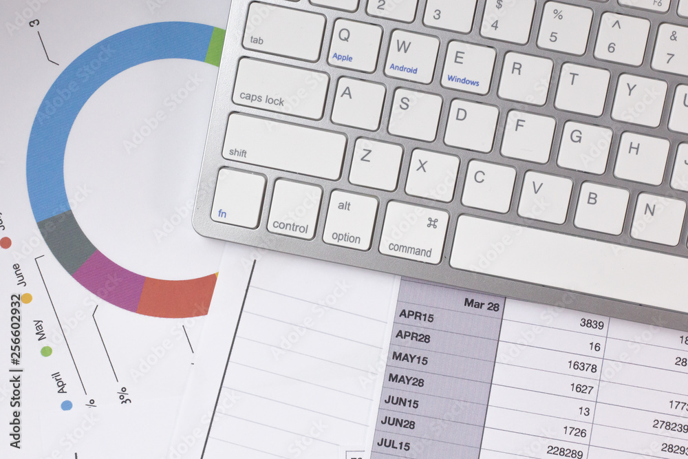 Fototapeta premium The image flat lay business table close up.