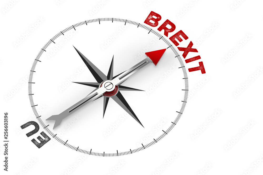 Brexit concept with compass in different directions Brexit concept with compass in different directions
