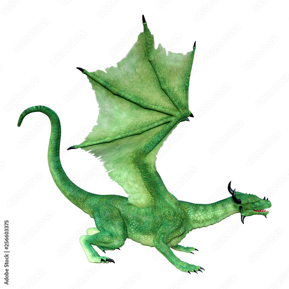 Fototapeta premium 3D Rendering Fairy Tale Dragon on White