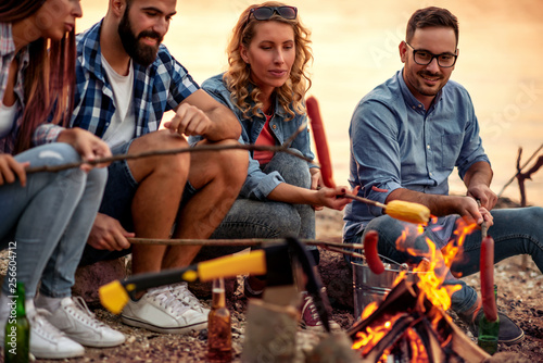 Friends grilling food photo