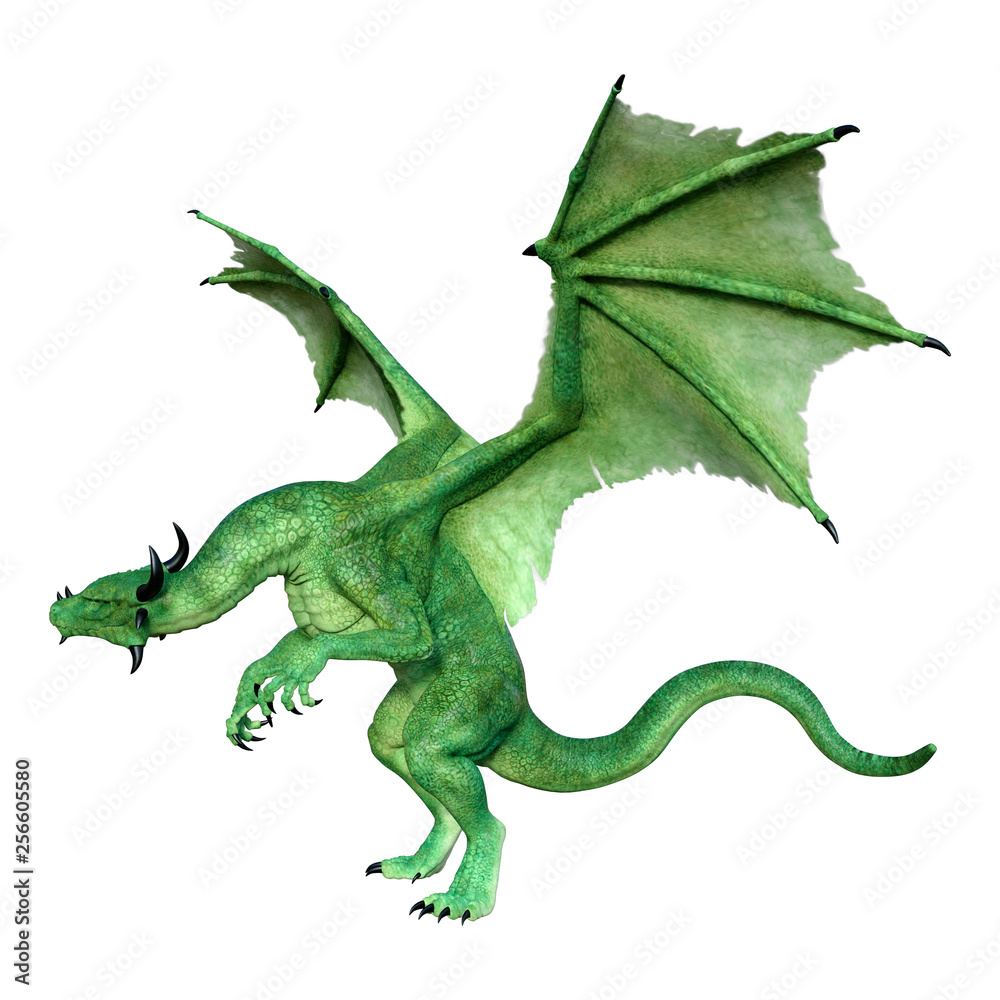 Fototapeta premium 3D Rendering Fairy Tale Dragon on White