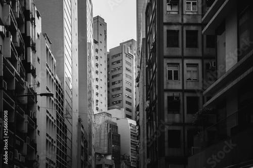 Modern Office Buildings in Hong Kong, Black and White color © joeycheung