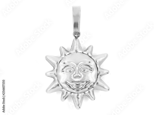 Jewelry Pendant Sun. Silver stainless steel.