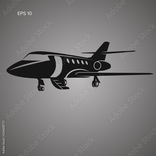 Private jet vector icon. Business jet illustration.