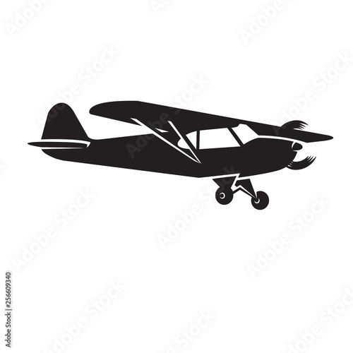 Small plane vector illustration. Single engine propelled aircraft.