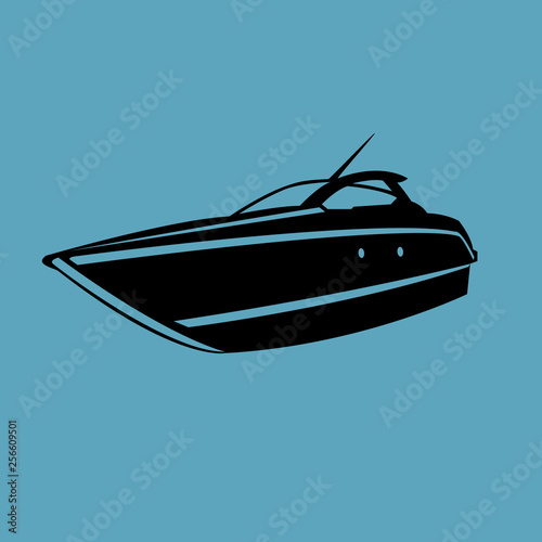 Small yacht isolated illustration. Luxury boat vector. Streamline vessel.