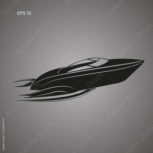 Speedboat isolated icon. Luxury boat vector. Streamline