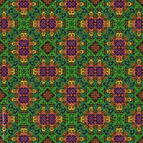 Seamless raster pattern in oriental style Flower psychedelic mosaic Pattern for wallpaper, backgrounds, decor for tapestries, carpet