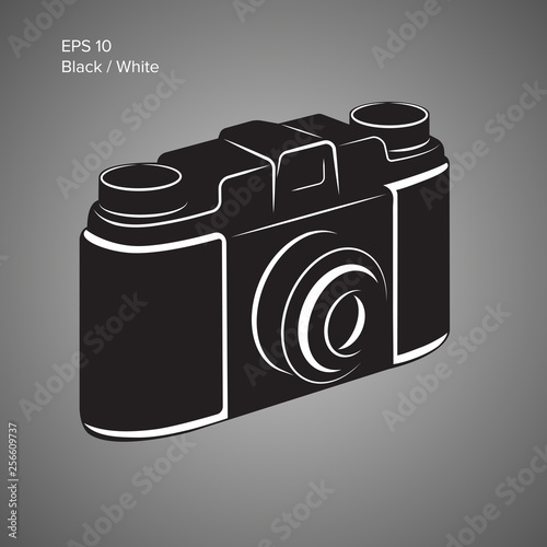 Vintage camera vector illustration. Retro photo equipment icon