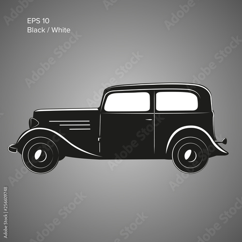 Old vintage retro pre-war car vector icon. Exclusive car