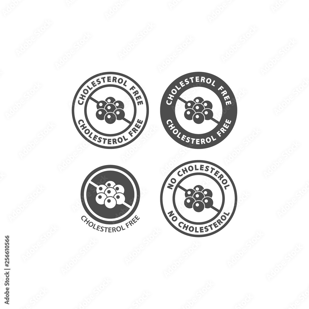 Cholesterol free circle vector icon sign for packaging. No cholesterol symbol badge label.
