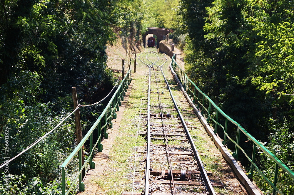 Fototapeta premium Montecatini funicular rails, Tuscany, Italy