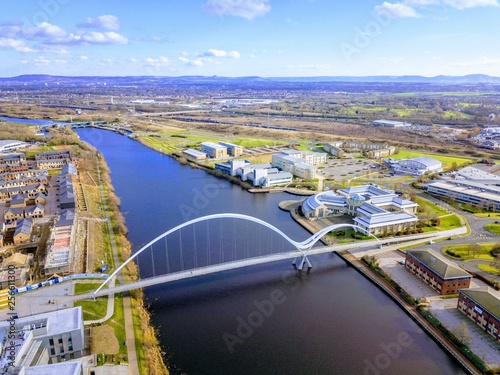 The infinity foot bridge than spans the river tees  from the town to the university in Stockton on tees photo
