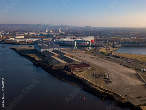 The river tees showing the old dock area and the industrial waste land behind it