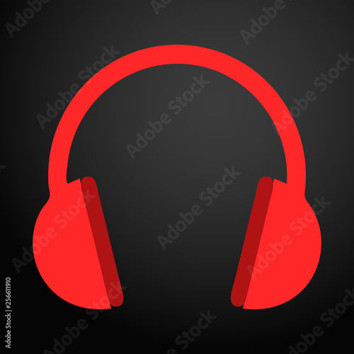 Red headphones icon- vector illustration