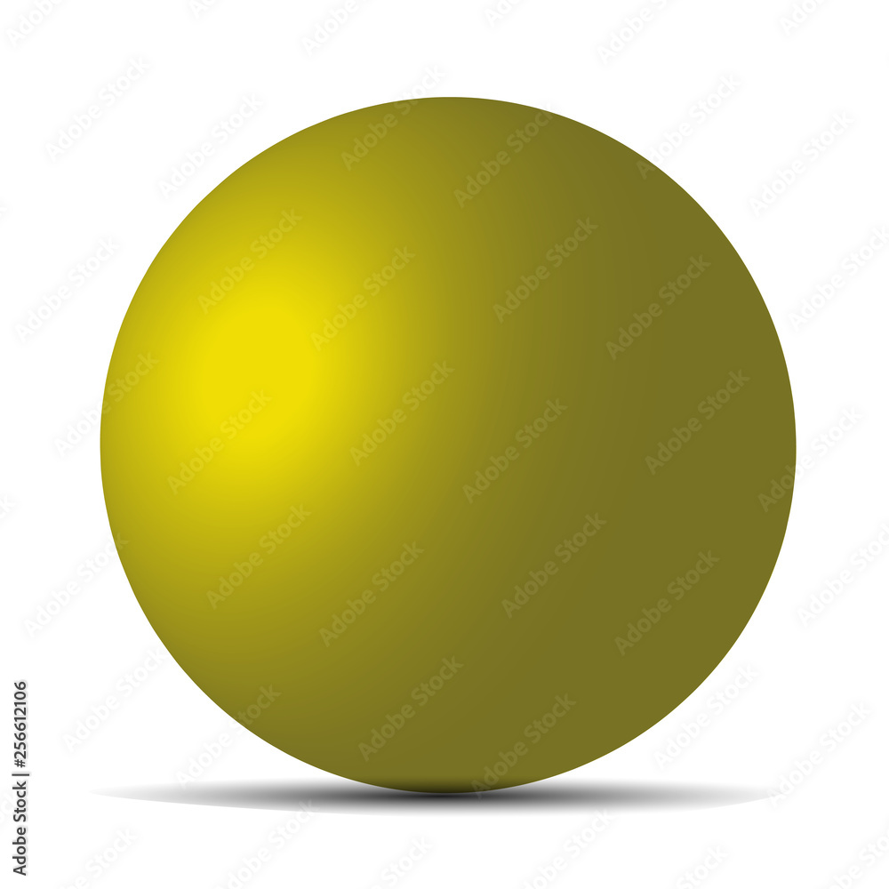 Yellow realistic matte sphere isolated on white. Vector illustration for your design. Eps 10