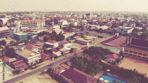 SIEM REAP, CAMBODIA. 2019 Mar 21st. Aerial View of Siem Reap Town.