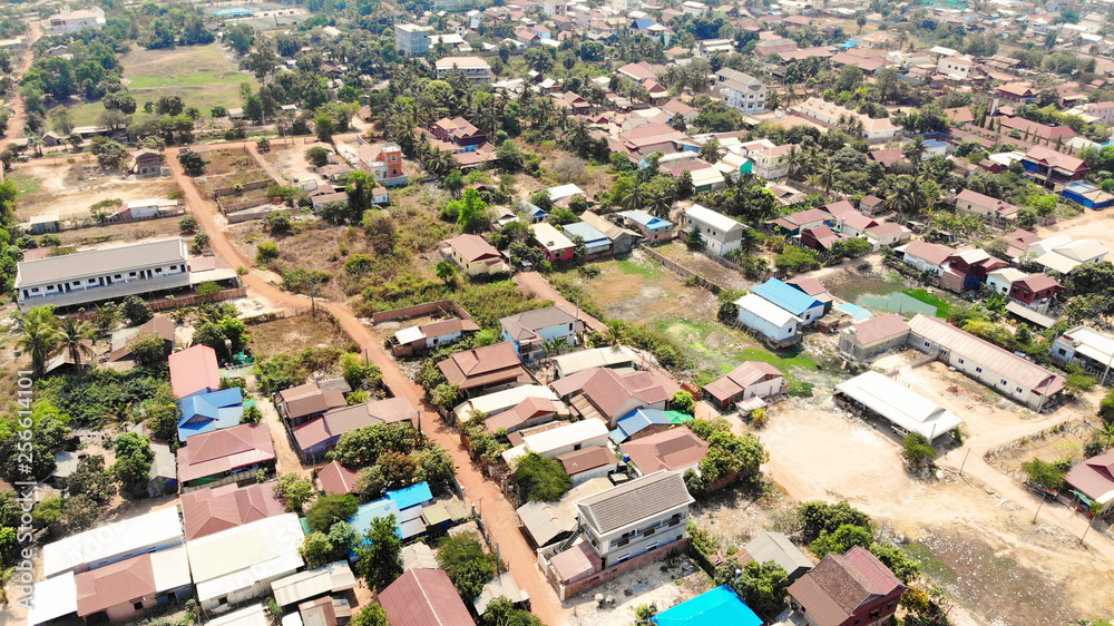 Fototapeta premium SIEM REAP, CAMBODIA. 2019 Mar 21st. Aerial View of Siem Reap Town.
