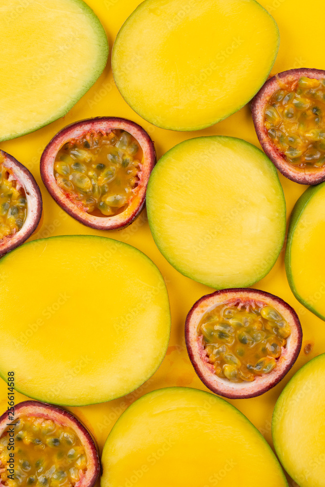 tropical fruit. slices Minimal fruit concept. Healthy food