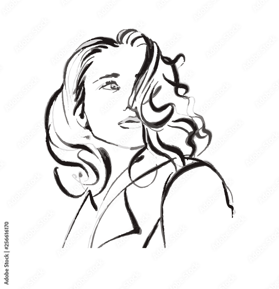 Fashion girl sketch hand drawn. Fashion illustration , vector. Fashion girl sketch hand drawn. Fashion illustration , vector.