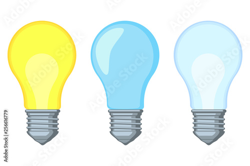 Colorful cartoon warm and cold light bulb set