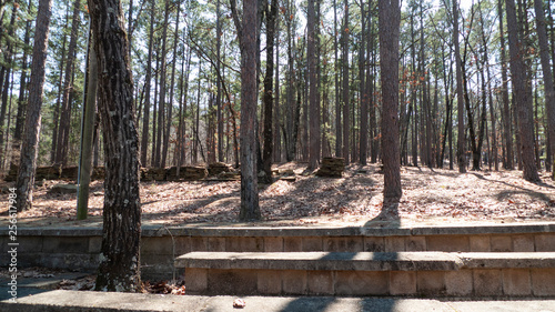 Stone benches, public park in Eastern Oklahoma photo