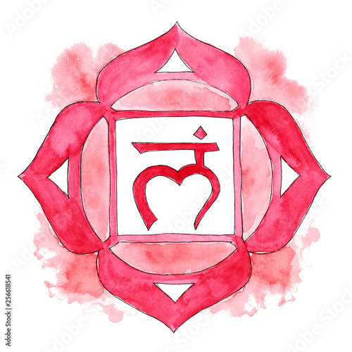 Muladhara chakra watercolor painting 
