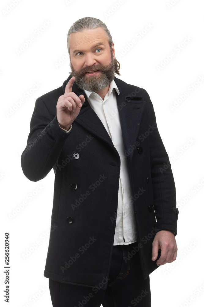Fototapeta premium Successful businessman pointing finger up