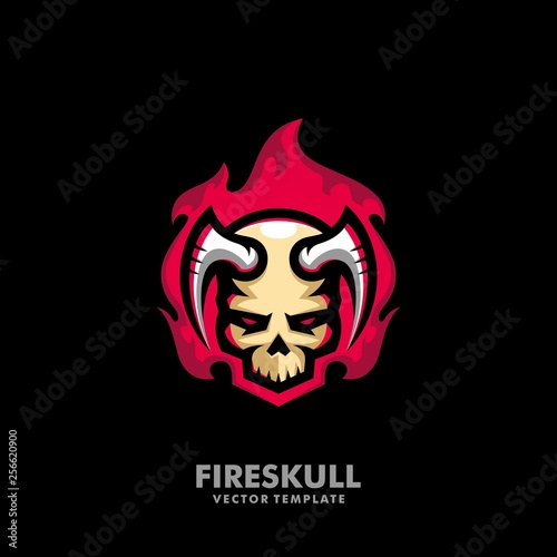 Fire skull illustration vector Design template