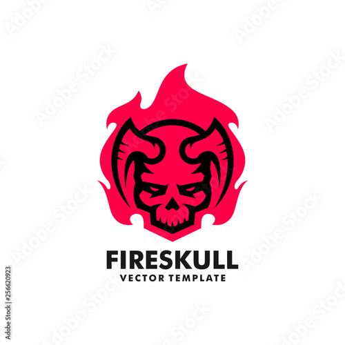 Fire skull Concept illustration vector Design template