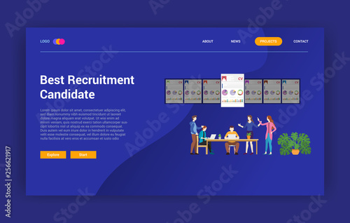 recruitment choose best candidate employee for website design template page - vector illustration