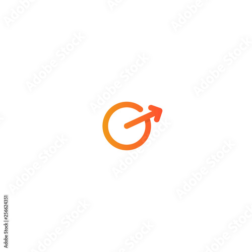 G letter logo design. circle with arrow out vector icon illustration