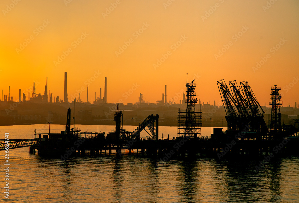 Oil Refinery at Sunset