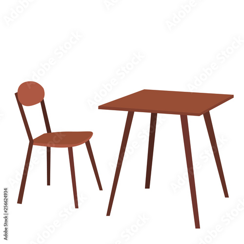  table and chair brown