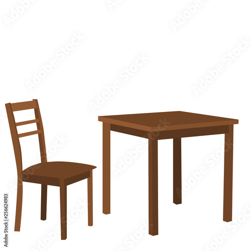 isolated  table and chair brown