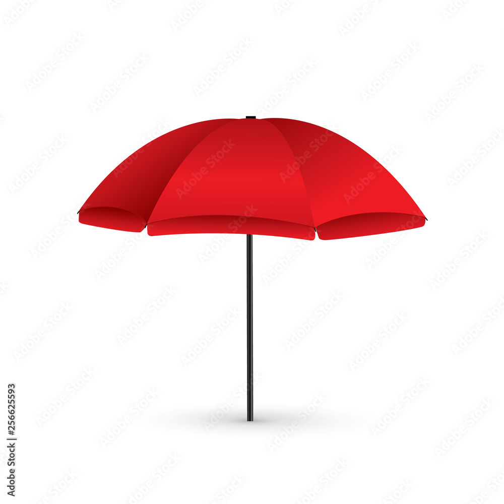 Vector illustration of Red Beach Umbrella Holiday Symbol by the Sea Vector illustration of Red Beach Umbrella Holiday Symbol by the Sea