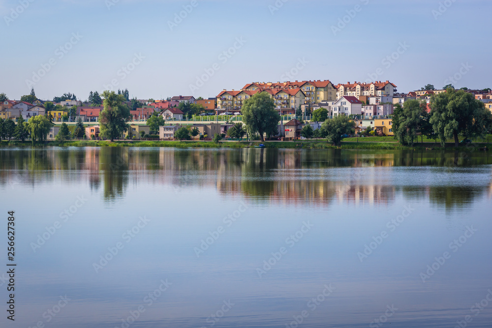 Lake in the middle of Ilawa town in Poland
