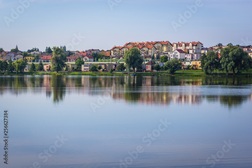 Lake in the middle of Ilawa town in Poland