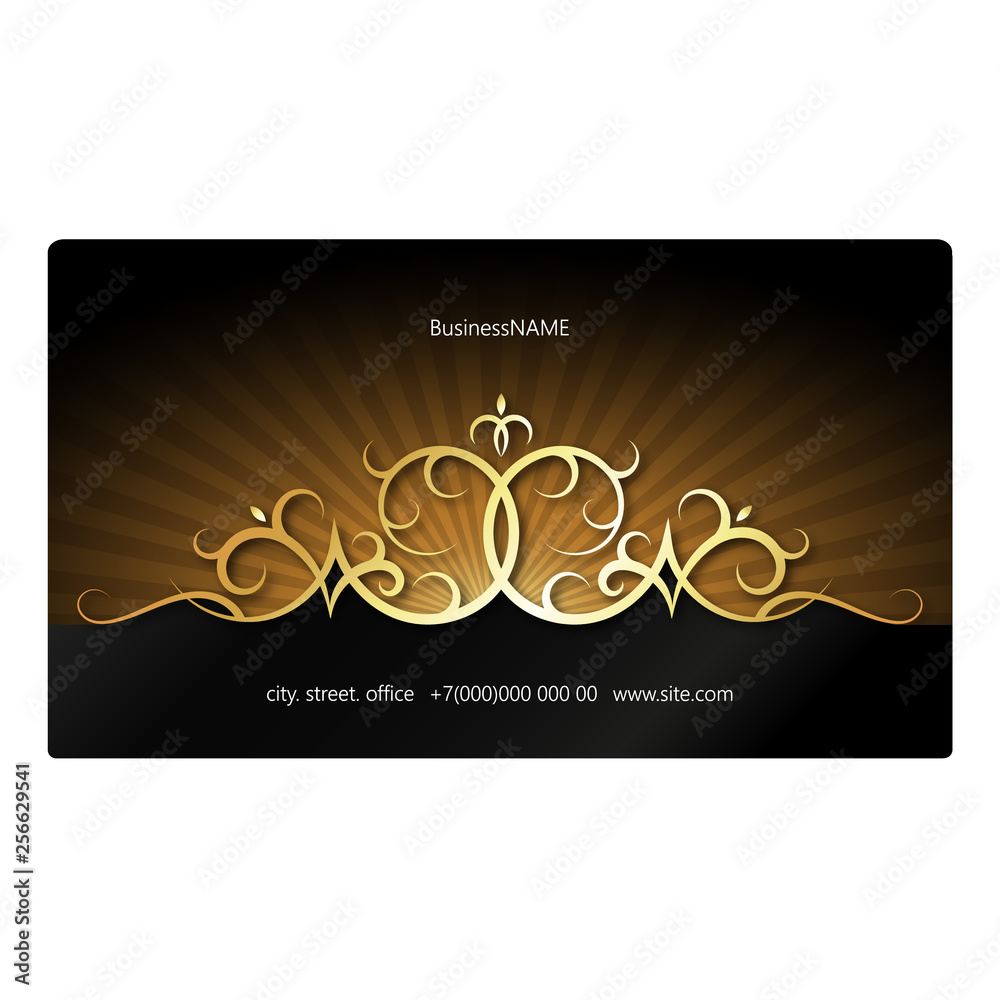 Unique business card with gold ornament concept