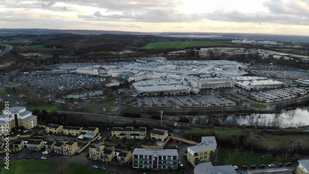 Panoramic view of Bluewater Shopping Center near Greenhithe, Kent at sunset Panoramic view of Bluewater Shopping Center near Greenhithe, Kent at sunset