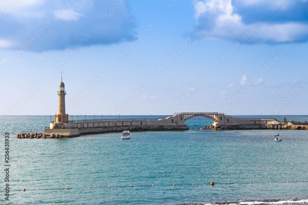 Lighthouse in the sea Alexandria  in Egypt
