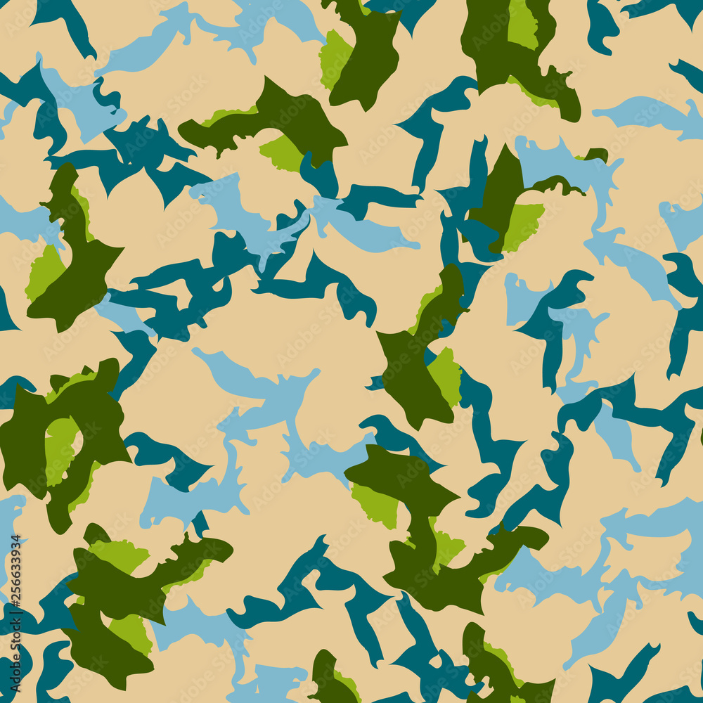 UFO camouflage of various shades of green, blue and beige colors UFO camouflage of various shades of green, blue and beige colors