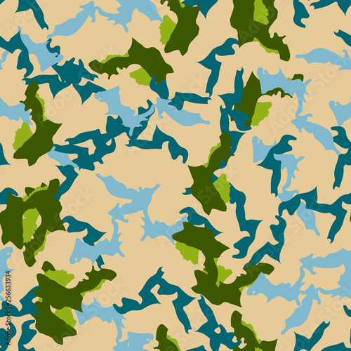 UFO camouflage of various shades of green, blue and beige colors