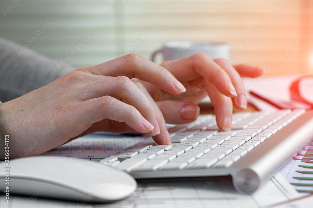 female hand with objects for doing business in the office female hand with objects for doing business in the office