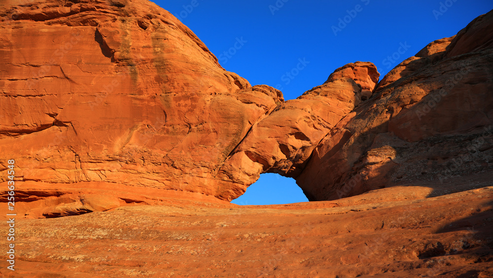 Naturally formed small arch in Arches national park