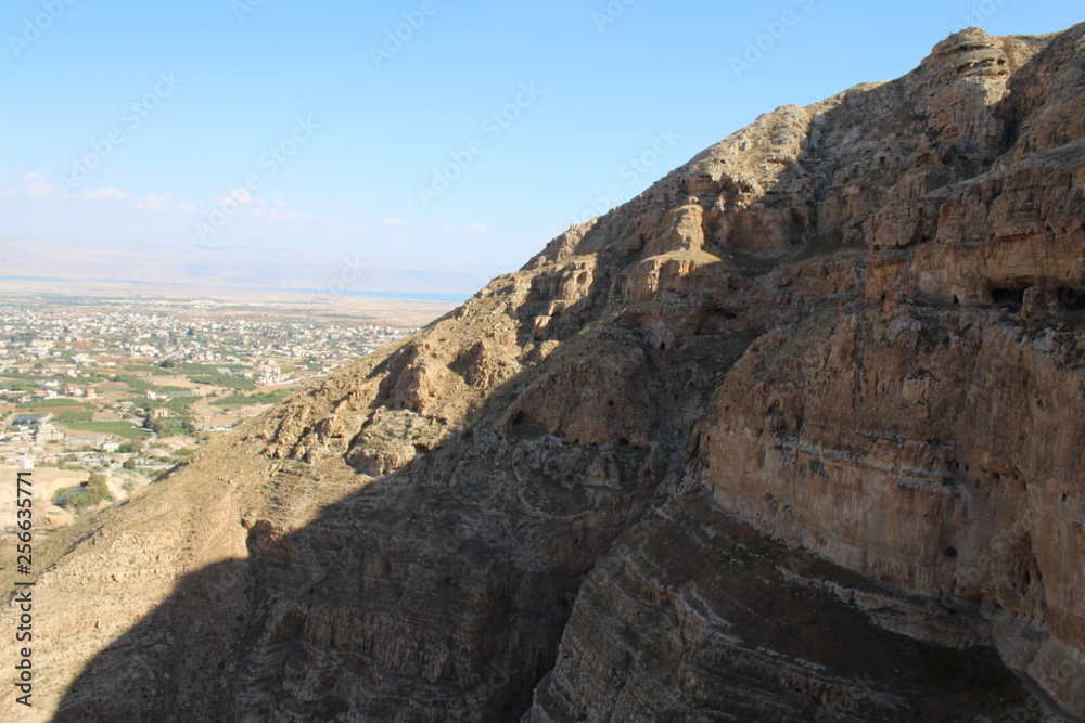 Mount of Temptation. The Monastery Of The Temptation where Jesus resisted the temptations of Satan after fasting for 40 days in the desert In Jericho, Palestine